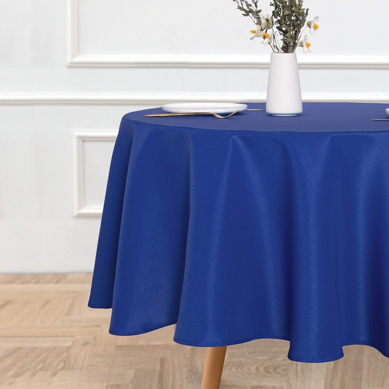 sancua Round Tablecloth - 90 Inch - Water Resistant Spill Proof Washable Polyester Table Cloth Decorative Fabric Table Cover for Dining Tables, Buffet Parties and Camping, Blue - Image 2